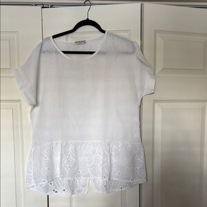 Terzo Millennio White Linen Eyelet Top